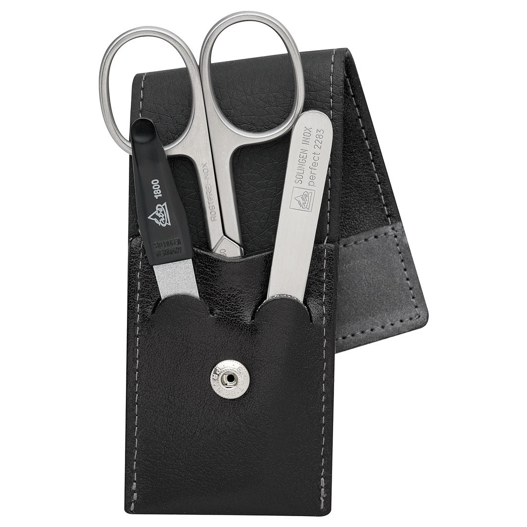 ManikÃ¼re Set Taschen-Etui Serie "Stone", schwarz-grau, 3-tlg. schwarz, grau