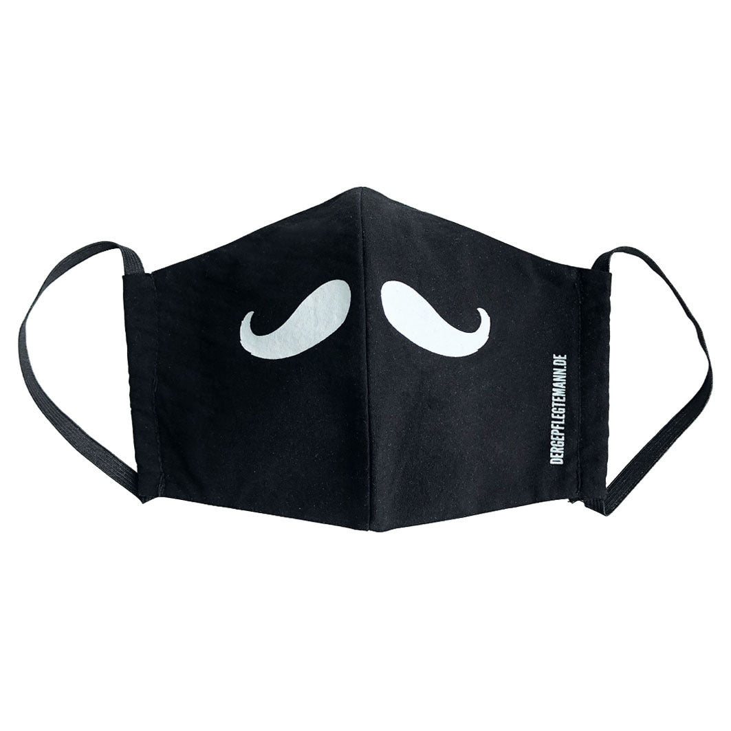 Gesichtsmaske schwarz mit Schnurrbart NULL