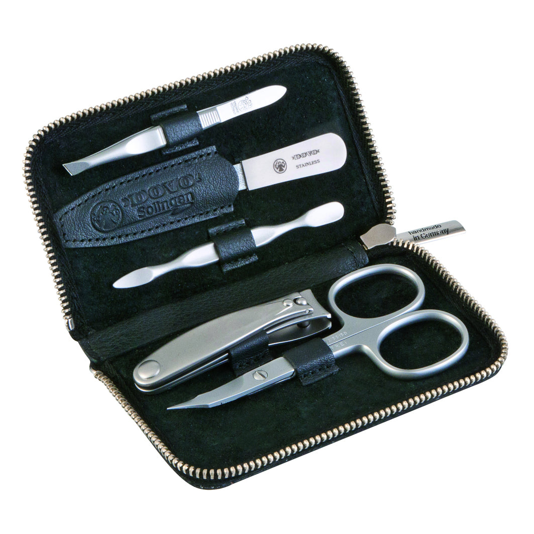 Maniküre Etui Leder schwarz 6-teilig