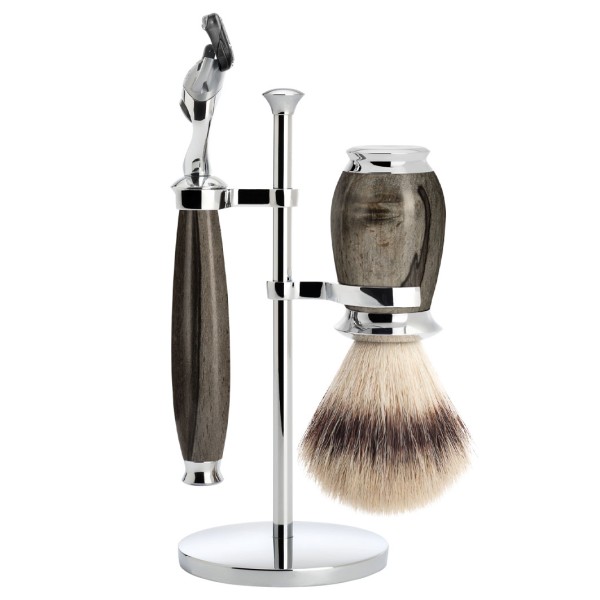 PURIST 3-teiliges Rasierset, Silvertip Fibre®, mit Gillette® Fusion™, Griffmaterial Maserbuche